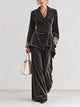 Elegant Velvet Draped Wrap Top & Wide-Leg Pants Set