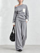 Relaxed Off-Shoulder Knit Top Wide-Leg Pants Set