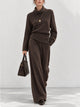 Women’s Elegant Turtleneck Wide-Leg Knit Pants Set