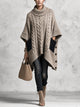 Cable‑Knit Turtleneck Poncho Sweater