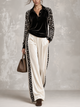 Leopard Print Spliced Velvet Two-Piece Set
