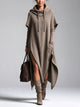 Women's Waffle Knit Hooded Maxi Sweater Dress With Side Zippers