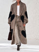 Women's Heart Patch Oversized Long Knit Cardigan Coat, Shawl Collar Thick Sweater Coat