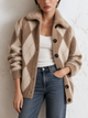 Argyle Furry Collar Knit Cardigan