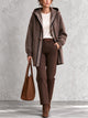 Women's Taupe Hooded Toggle Coat With Striped Trim