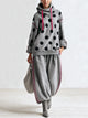 Women's Gray Polka Dot Hoodie And Wide Leg Pants Two Piece Set
