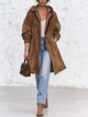 Vintage Hooded Drawstring Suede Parka Coat
