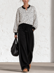 Dalmatian Print Henley Top & Side Stripe Wide Leg Pants Set