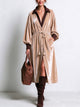 Women's Velvet Shirt Dress With Contrast Ribbed Collar And Drawstring Waist