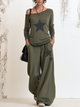 Relaxed Off Shoulder Star Motif Cotton Blend Jersey Set