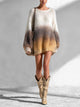 Women's Ombre Gradient Fuzzy Knit Sweater Dress