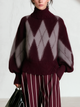 Argyle Brushed Wool Mohair Turtleneck Sweater