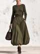 Ribbed Knit Spliced Balloon Maxi Dress