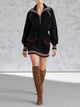 Stripe Knit Mini Dress With Drawstring Waist And Pocket Details
