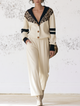 Relaxed Leopard Panel Knit Lounge Set In Cream Wool Blend Knit
