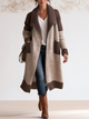 Longline Knit Cardigan With Shawl Collar And Chocolate Colorblock