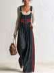 Color Block Stripe Wide Leg Overall Jumpsuit