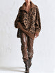 Leopard Print Half-Zip Oversized Sweater – Relaxed Ribbed Collar Pullover