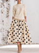 Relaxed Fine Knit Polka Dot Taffeta Midi Dress