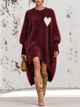 Relaxed Burgundy Mohair Knit Sweater Dress