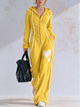 Relaxed Terry Fleece Hooded Jumpsuit