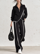 Color Block Zip Collar Side Stripe Tracksuit Set