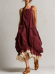 Yellow Sleeveless Cargo Pocket Layered Ruffle Hem Midi Overall Dress